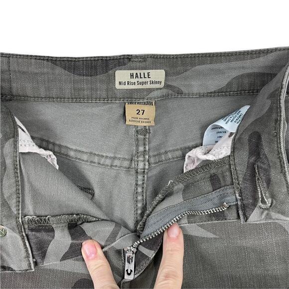 True Religion Halle Mid Rise Super Skinny Jeans In Destroyed Distressed Camo 27 - Picture 11 of 14